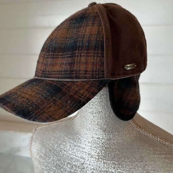 Stetson Accessories Stetson X Woolrich Brown Plaid Wool Ear Flap